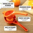 thumbnail image 3 of Premium Metal Orange Squeezer – Heavy-Duty Manual Citrus Juicer for Maximum Juice Extraction – Ergonomic, Easy to Clean, Dishwasher Safe (Orange), 3 of 12