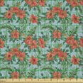 thumbnail image 2 of Ambesonne Luau Fabric by the Yard Microfiber, Summer Aloha Flourish, 2 Yards, Vermilion Pale Blue, 2 of 2