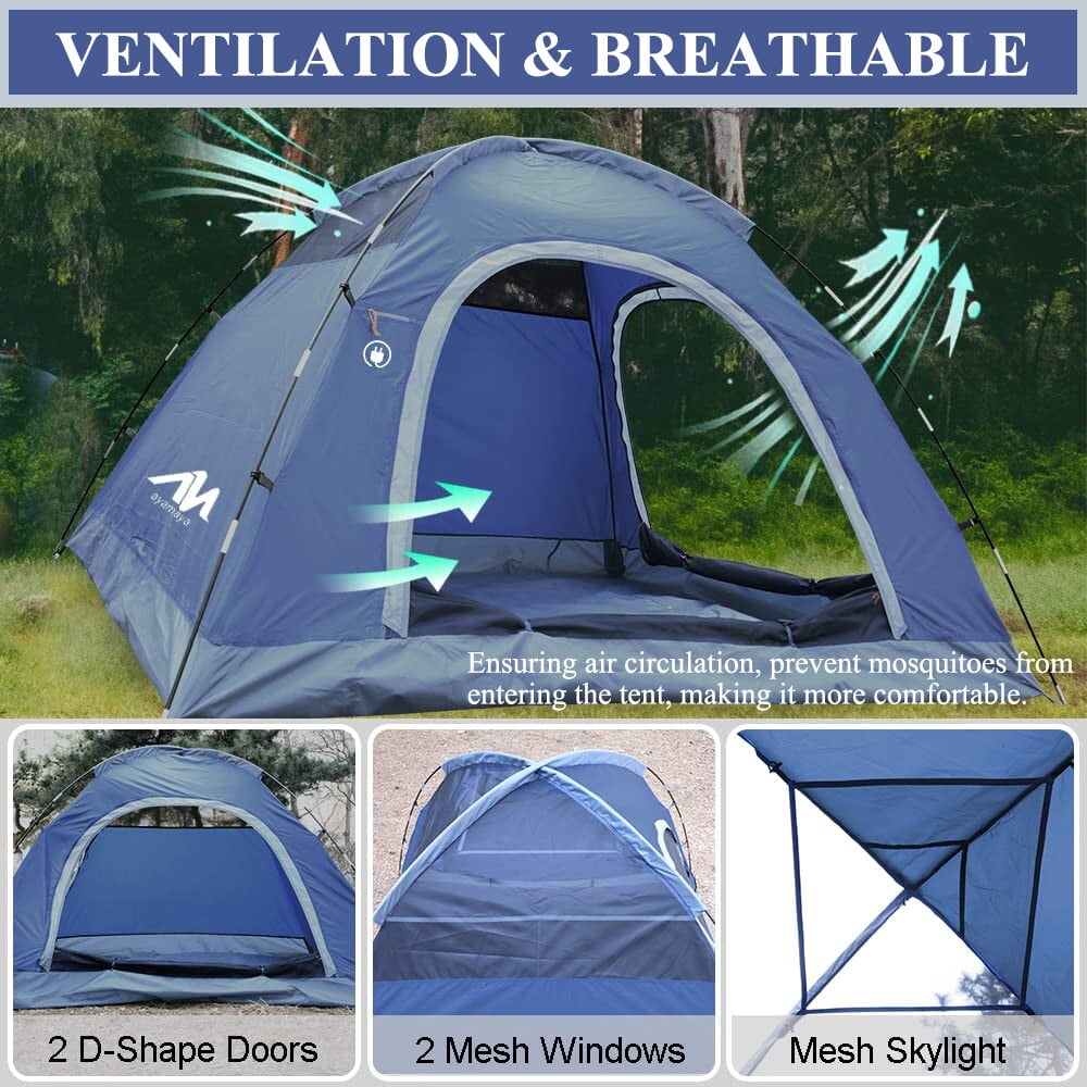 ASTRAEA 3-4 Person Tents for Camping, Outdoor Waterproof Dome Family Tents with Removable Rainfly Easy Set Up for Backpacking Hiking Travelling