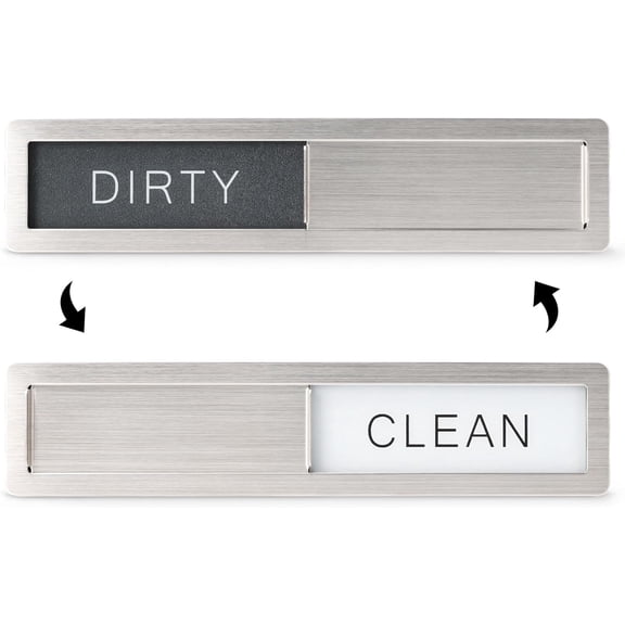 KitchenTour Dishwasher Magnet Clean Dirty Sign, Premium Stainless Steel Clean Dirty Magnet for Dishwasher Funny, Strong Magnet Non-Scratch Dishwasher Sign Kitchen Decor and Accessories
