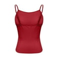 thumbnail image 5 of Tianiyouqing Backless Tank Tops for Women Soft Seamless Undershirts Petite Length Camisole Tops Double Lined Layered Racerback Sleeveless Basic Square Neck Adjustable Spaghetti Strap Red XS, 5 of 6