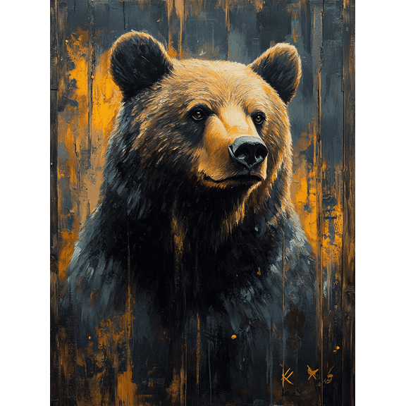 Brown Bear Canvas Art Print,Suitable for Living Room,Bedroom,Office,Study,Gallery Wall Decor