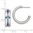 thumbnail image 3 of Edward Mirell Grey Ti Brushed Blue Anodized Blue Topaz Hoop Earrings, 3 of 7