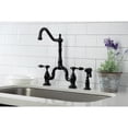 thumbnail image 3 of Kingston Brass KS7750TALBS Tudor Two-Handle 3-Hole Deck Mount Bridge Kitchen Faucet with Brass Side Sprayer in Matte Black, 3 of 7