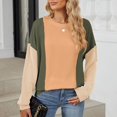 thumbnail image 6 of Kaemgyyd Long Sleeve Shirts for Women Loose Casual Crew Neck Color Block Pullover Basic Texture Tunic Tops for Women, 6 of 6