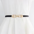 thumbnail image 4 of Xinyolin Fitted Wear Resistant Waist Belt Faux Leather Elastic Thin Metal Buckle Women Belt Clothes Ornament, 4 of 8