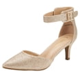 thumbnail image 1 of DREAM PAIRS Zapatos de Tacón Bajo con Punta Dorados Talla 11, 1 of 7