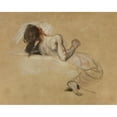 thumbnail image 3 of Eugène Delacroix 14x12 Black Modern Framed Museum Art Print Titled - Crouching Woman (1827), 3 of 5