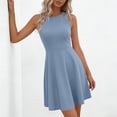 thumbnail image 4 of QUNYINEY Midi Womens Dresses Summer A Line Blue Sleeveless Sundress Loose Fit Crew Neck Flowy Casual Casual Dresses, 4 of 9