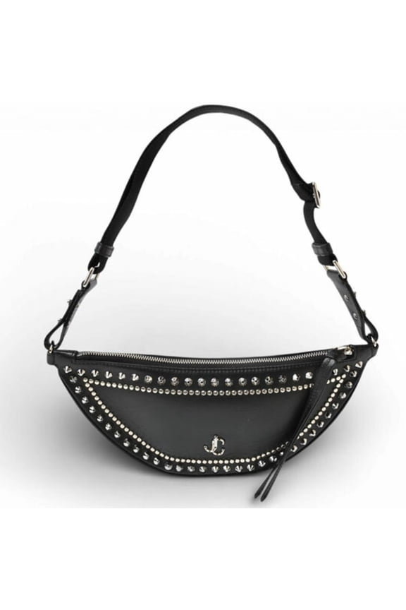 Pre-Owned Jimmy Choo body bag, JIMMY CHOO Varenne JC studs, black.