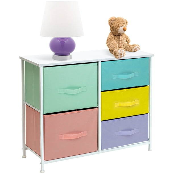 5 Drawer Dresser Chest Pastel Multi, Colorful Wood Dresser