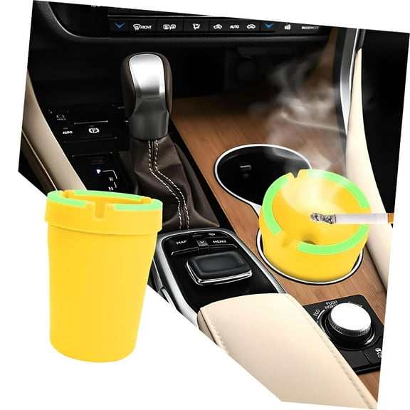 LAMIRO Glow in The Dark Car Ashtrays for Cup Holder Smell Proof, Multifunctional with Lid Smell Proof, for Car Truck SUV Keep Car Interior Tidy