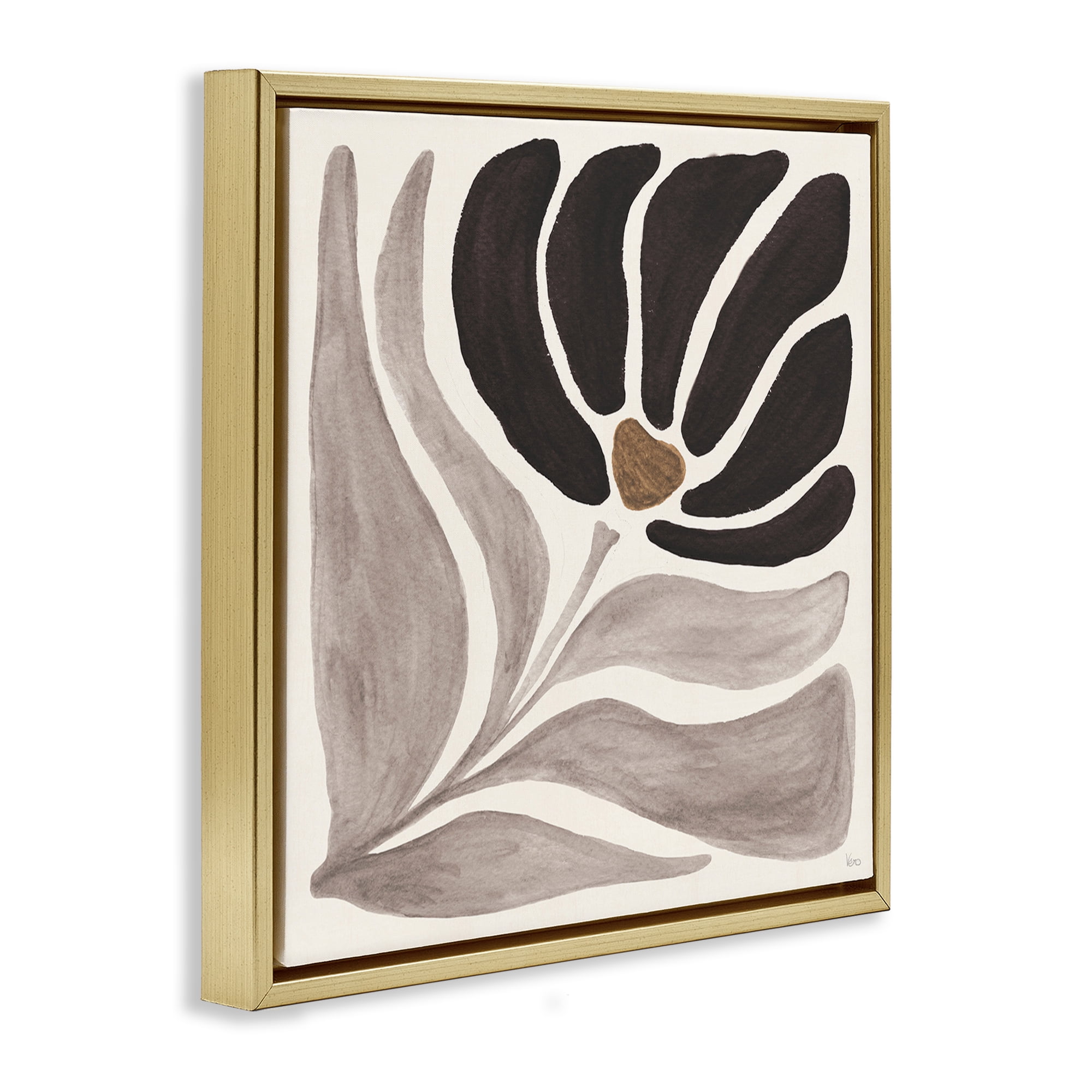 Stupell Industries Modern Neutral Bloom Botanical & Floral Painting Gold Floater Framed Art Print Wall Art, 25 x 25