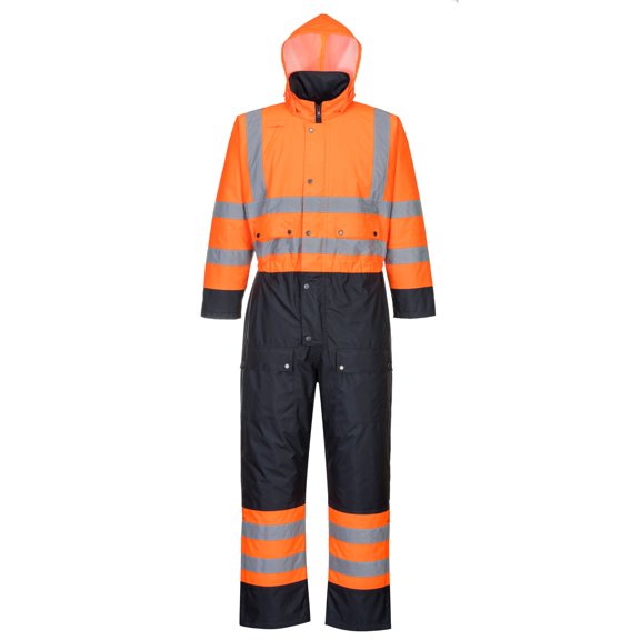 Portwest S485 Hi-Vis Contrast Coverall Orange/Navy, Medium