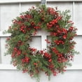 thumbnail image 2 of Front Door Wreath 13.7 Inch Green Home Wall Arch Window Summer Wreath Winter Large Berries Wreath Home Decor, 2 of 6