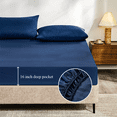 thumbnail image 4 of Full Size Bed Sheets,Z-hom 4 Piece Cooling Sheets 14” Deep Pocket Sheet & Pillowcase Sets Soft Microfiber Luxury Bedding Fitted Sheet Water Washed,Navy, 4 of 10