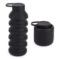 thumbnail image 1 of Botella Plegable de Silicona 600ml, Se Reduce a 8.5cm, con Mosquetón Metálico, 151g, Negra, para Senderismo y Camping, 1 of 7