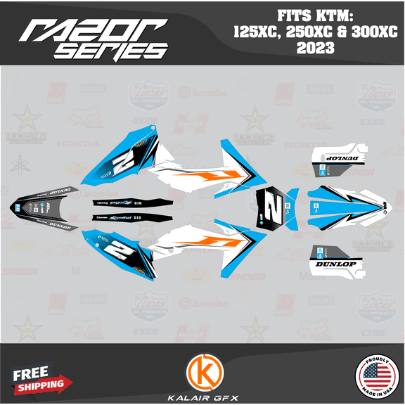 Kalair GFX Graphics Kit for Ktm KTM Enduro 2-Stroke 125XC,250XC and 300XC (2023) Razor Series