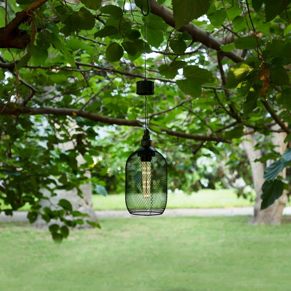 Alpine Corporation Hanging Solar Outdoor Lantern 12" Light, Black