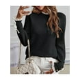thumbnail image 6 of Female Fall Sweaters Lace Peplum Mock Neck Cozy Sweater Pullover Black L, 6 of 9