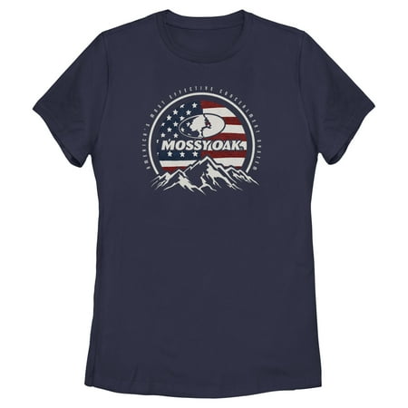 Women s Mossy Oak Patriotic Valley Logo Graphic Tee Navy Blue X Large