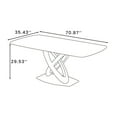 thumbnail image 5 of POVISON-70.87“Modern Luxe Rectangular Dining Table For 4, White Matte Sintered Stone Tabletop, X-Shape Titanium Gold Stainless Steel Base, 5 of 7