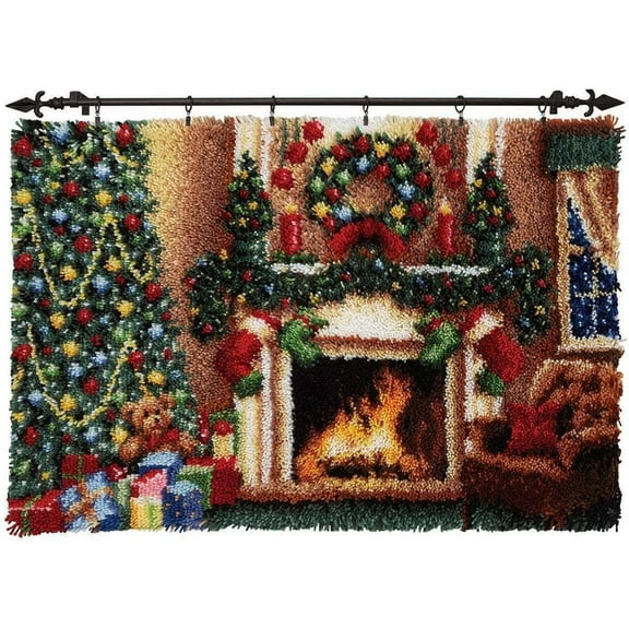 Latch Hook Rug Kit, DIY Rug Making Kit for Adults Kids, Christmas Closet Wall Rug Making Kits, Cross Stitch Kit Carpet Making Cushion Needlework for Beginners, Home Decor, Christmas Closet 60x42 cm