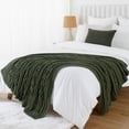 thumbnail image 3 of Battilo Olive Green Throw Blanket,Chenille Throws for Couch,Thick Chunky Cable Knit Blanket,51"x67", 3 of 8