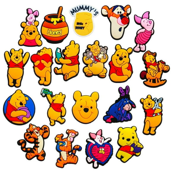 Pooh Bear Resin Shoe Decoration Charms for Clogs Sandals, Bling Shoe Accessories Charms 20pcs