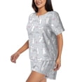 thumbnail image 2 of Naloa Fun Rabbit Women's Short-Sleeved Pajama Set, Loungewear, Summer pajamas, Breathable Cozy - Small, 2 of 9