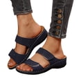 thumbnail image 2 of HAJWOH Womens Orthopedic Sandals Slip on Non Slip Arch Support Summer Flat Sandals Breathable Work Shoes 2026 Comfort Orthopedic Shoes Navy 41, 2 of 5