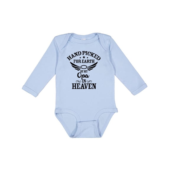 Inktastic Handpicked for Earth by My Opa in Heaven with Angel Wings Boys or Girls Long Sleeve Baby Bodysuit