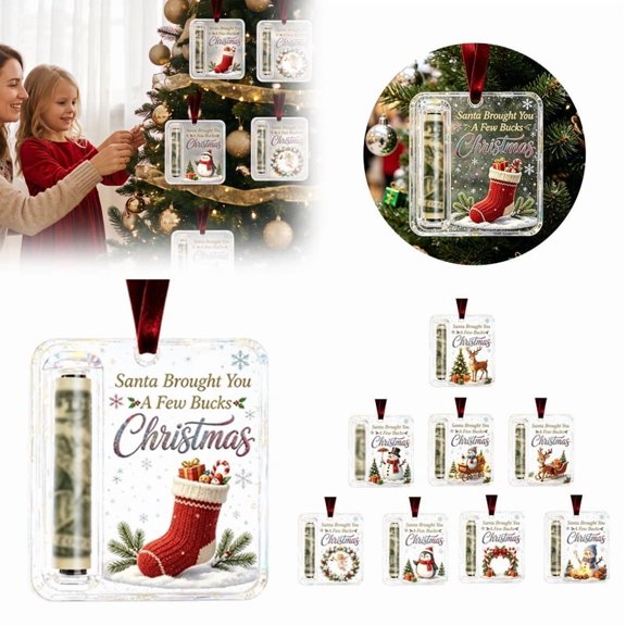 Christmas Cash Gift Holder Ornament,-Clear Christmas Money Holders for Cash,Funny Holiday Xmas Tree Hanging Ornaments Decor,Gifting Cash Birthday Graduation Back to School Gifts(Tophat)