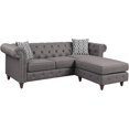 thumbnail image 1 of ACME Waldina Tufted Linen Fabric Upholstered Reversible Sectional Sofa in Brown, 1 of 7