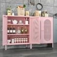 thumbnail image 6 of 2 Mesh Door Metal Storage Cabinet for Bed Room,Living Room,Home,Hotel,Office,Garage,Kitchen,3-Tier,2 Removable Shelves (Mesh Door Cabinet, Pink), 6 of 8