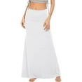 thumbnail image 3 of VUPSGEZ Ruffle Flowy Casual Long Skirt Ladies Solid Color Low Waist Elastic Waist Casual Package Hip A Line Long Skirt Juniors’ Knit Maxi Skirt(White,XL), 3 of 3
