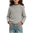 thumbnail image 6 of Girls Half Turtleneck Long‑Sleeve Ribbed Knit Tops, Slim Stretchy Contrast Trim Basic Layering Pullover for Cool Season Daily Wear | CSEONE, 6 of 6