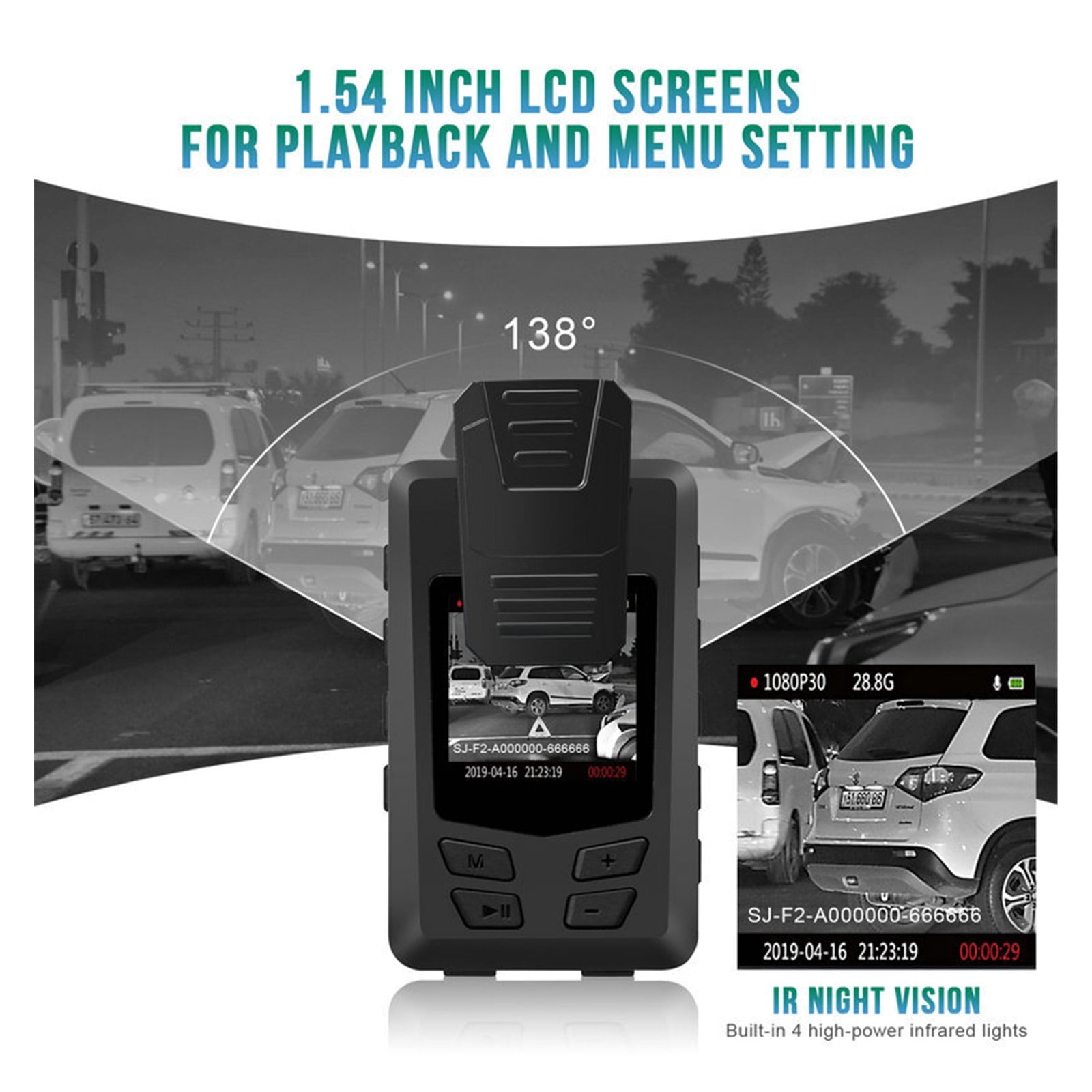 A23 Police Body Camera HD 1080P DVR Video Security Cam IR Night Vision Mini Camcorders with 14 H Long Battery Life Recording ,True Resolution