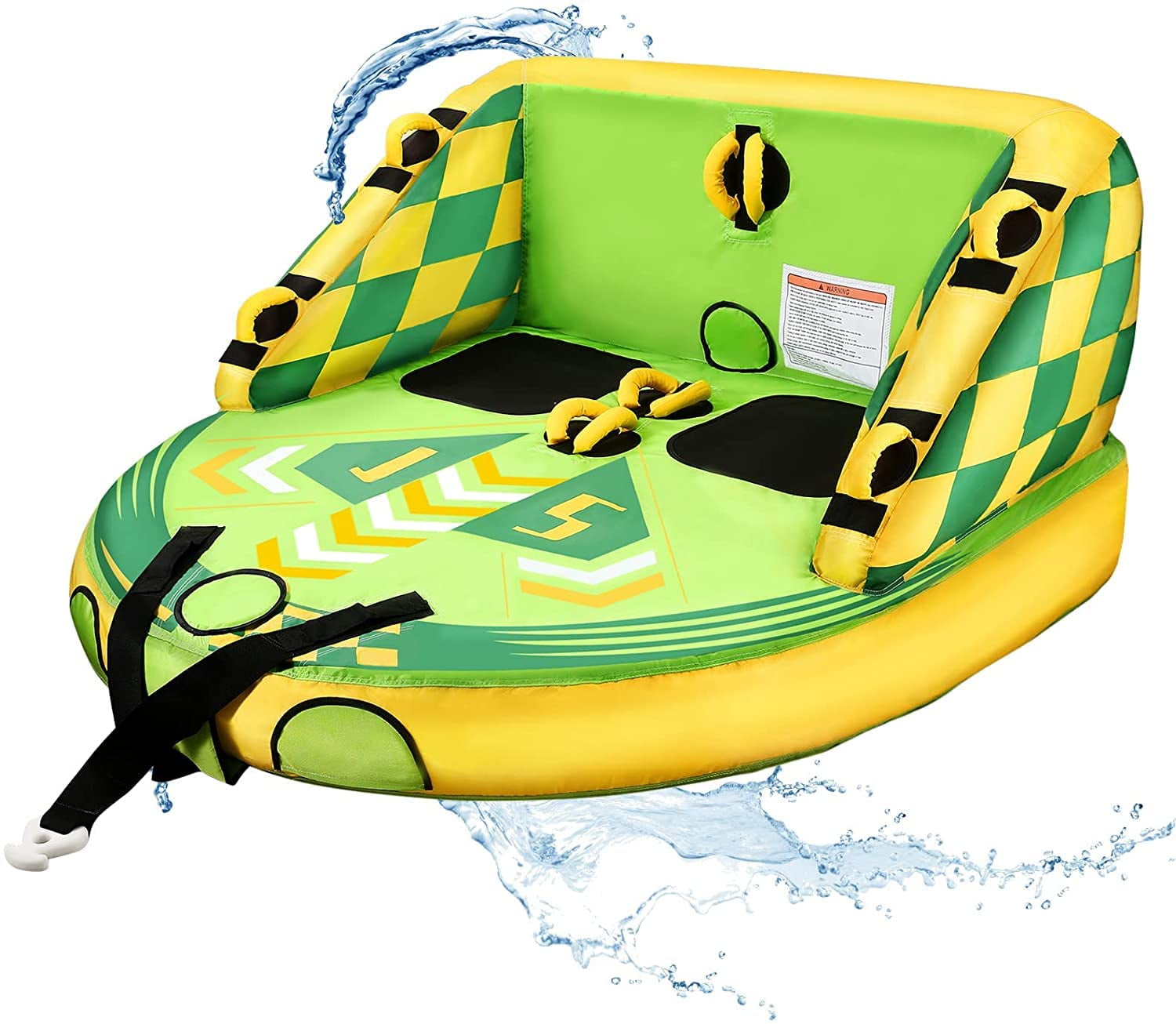 Loose Unit Deluxe Foam Core 2 Person Tube Rope Yellow, Watersports