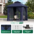 thumbnail image 5 of Clouddwell 8'x 8' Patio Gazebo Double Roof Protection All-Weather Outdoor Shelter Features Insect Screens & Privacy Curtains Ideal for Backyard, Lawn, (Blue), 5 of 8