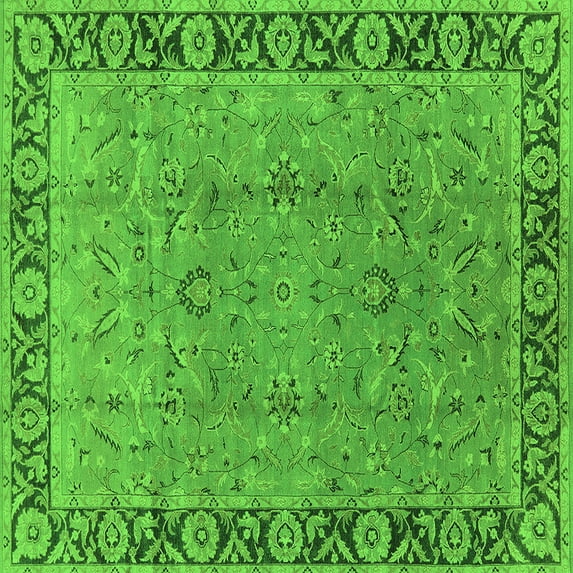 Ahgly Company Indoor Square Oriental Green Traditional Area Rugs, 4' Square