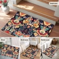 thumbnail image 6 of Vintage Flowers Bathroom Mat 2x3 FT, Non Slip Small Kitchen Mat, Ethnic Boho Floral Botanical Black Washable Soft Backed Front Door Throw Rug Non-Shedding Indoor Outdoor Doormat for Entryway Sink, 6 of 9