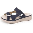 thumbnail image 6 of Wensltd Comfortable Wedge Sandals Women Summer Soft Soled Solid Color Casual Outdoor Beach Walking Comfort Slippers Dark Blue, 6 of 8