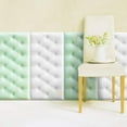 thumbnail image 3 of 3D Self-adhesive Leather Cladded Decor Wall Panel, Shockproof Peel and Stick Wall Sticker Wallpaper Soft Cushion for TV Walls, Children's Bedroom, Bed Headboards(60*30*1.8cm,Green), 3 of 5