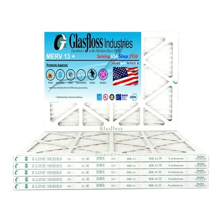 

Glasfloss 18x24x1 - MERV 13 -Qty:6 - Furnace Air Filter - Made in USA (Actual Size: 17.5 x 23.5x7/8 inch)