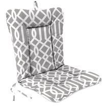 Jordan Manufacturing 38" x 21" Chauncey Pumice Gray Geometric Rectangular Outdoor Wrought Iron Chair Cushion with Ties and Hanger Loop