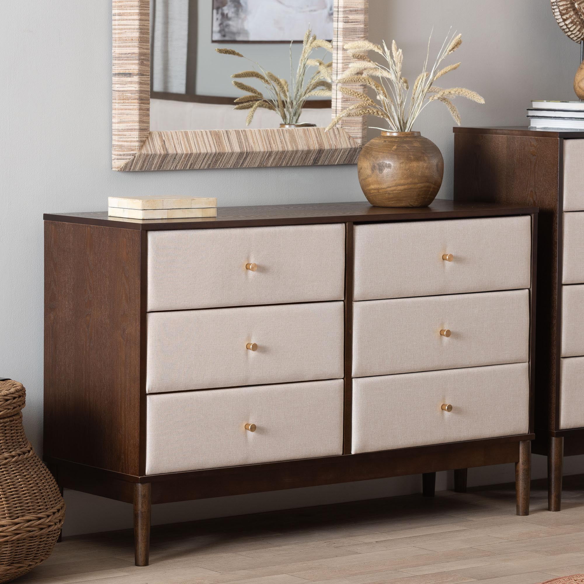 Baxton Studio Mette Dresser - White & Walnut - Walmart.com