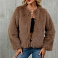 thumbnail image 5 of Women's Cropped Faux-Fur Jacket Long Sleeve Open Front Coat Casual Fluffy Parka Shaggy Short Jackets Fashion Outerwear, 5 of 5