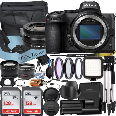 Nikon Z5 Mirrorless Camera with NIKKOR Z DX 16-50mm VR Zoom Lens   SanDisk 128GB Card   Case   Wideangle   Tripod   ZeeTech Accessory Bundle