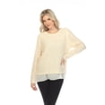 thumbnail image 3 of Simply Couture Women's Solid Keyhole Back Knitted Shimmering Sequin Crewneck Sweater Blouse, 3 of 5